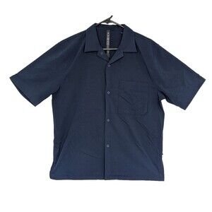 Lululemon Men’s Size Small Navy Blue Airing Easy Camp Collar Short Sleeve Shirt